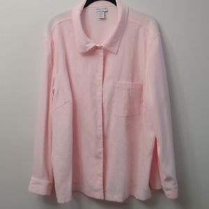 Fashion Bug Stretch Women's Button down Shirt, Pink, 22/24W